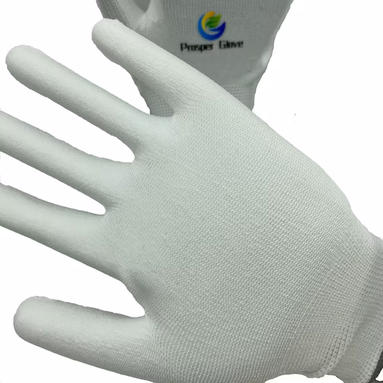 Hppe fibre industrielle Anti-coupure résistant blanc gris PU enduit en gros protection travail travail sécurité travail gants