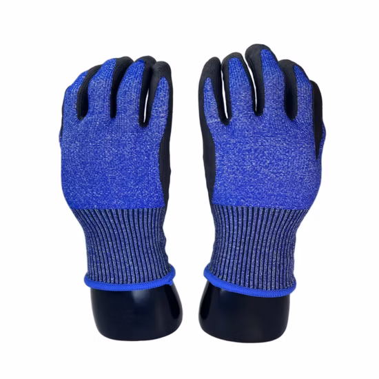 Hppe Anti-coupure résistant aux couteaux Double DIP sable enduit de Nitrile gants de travail de sécurité pour le travail industriel