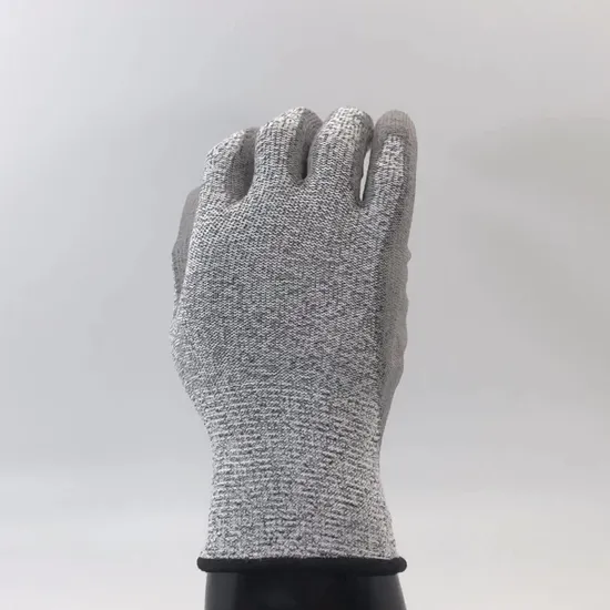 Nmsafety PU enduit niveau 5 Hppe résistant aux coupures CE gants de travail de sécurité